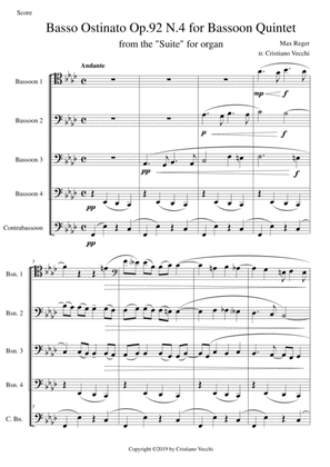 Basso Ostinato Op.92 N.4 for Bassoon Quintet