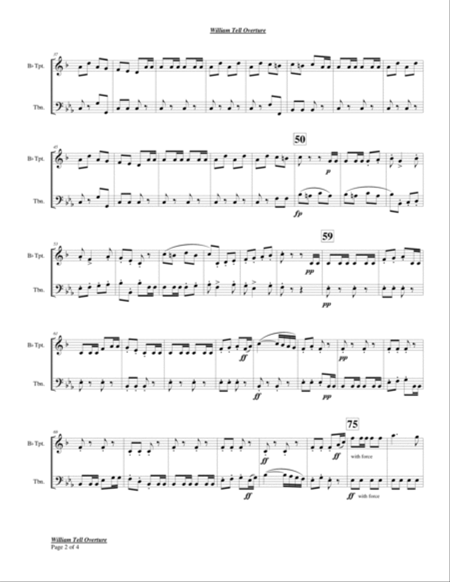 William Tell Overture (Trumpet and Trombone duet) Brass Duet scores gallery preview page 2