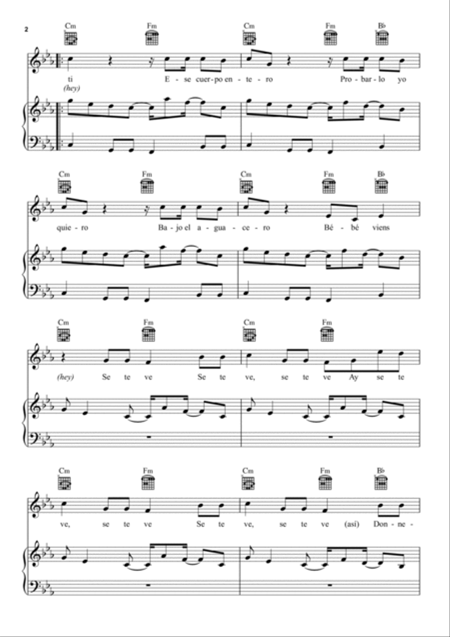 Se Te Ve Piano, Vocal, Guitar scores gallery preview page 2