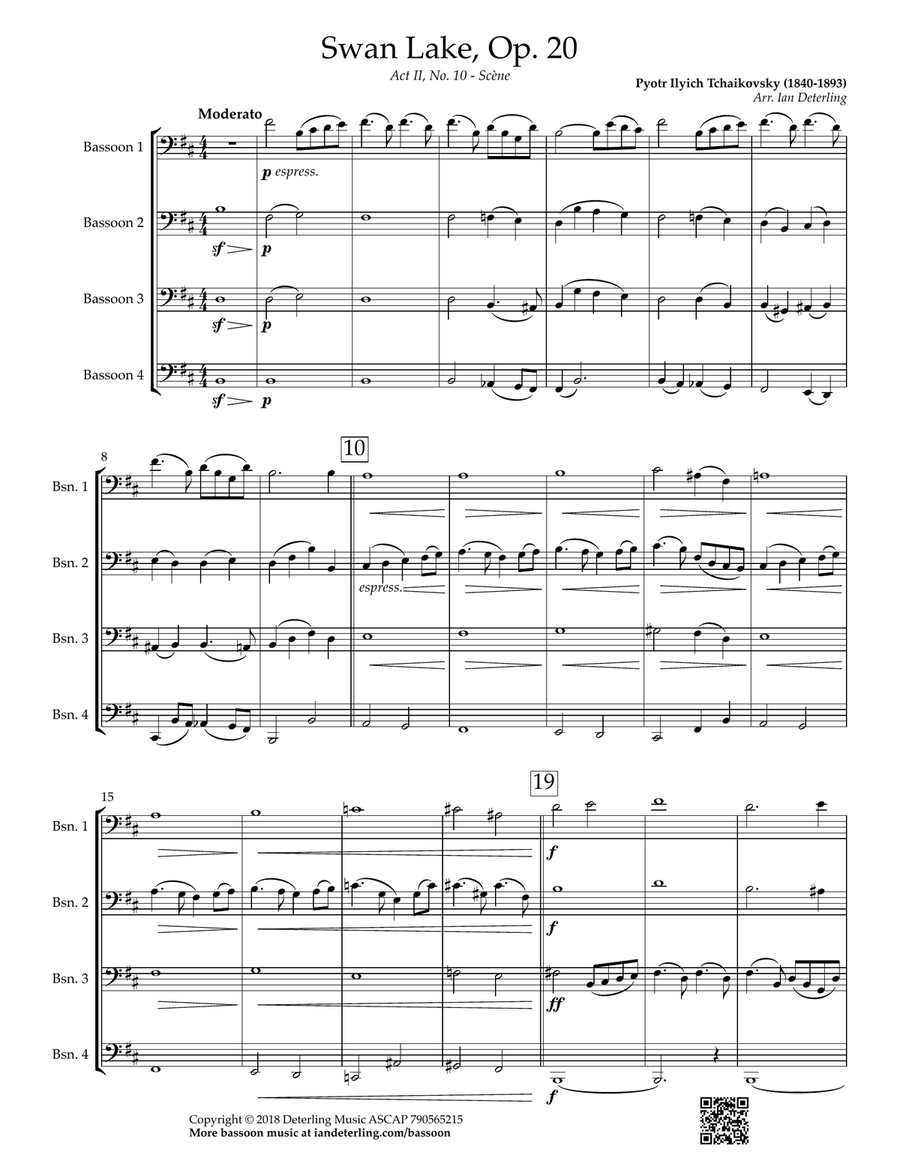 Swan Lake (for Bassoon Quartet) Bassoon Quartet scores gallery preview page 5