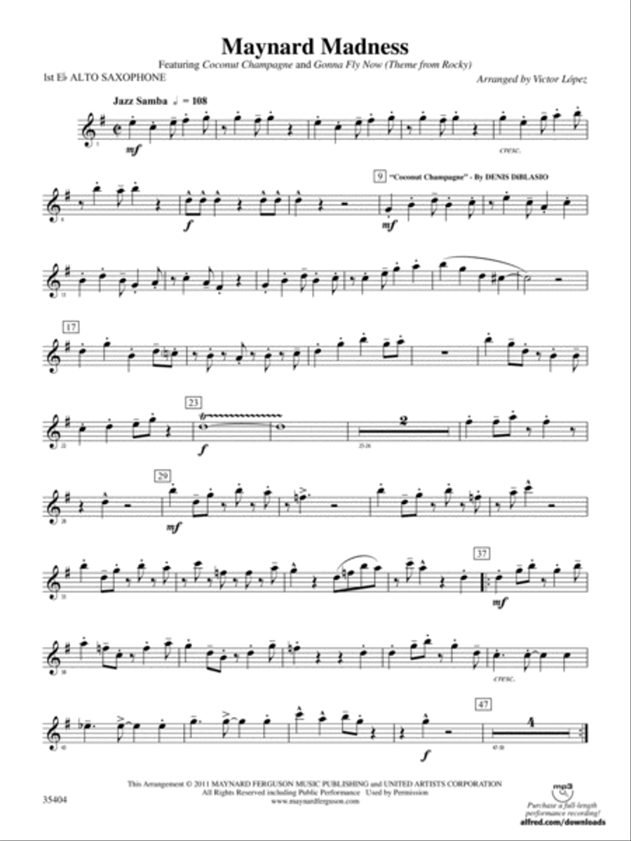 Maynard Madness: E-flat Alto Saxophone Concert Band scores gallery preview page 1