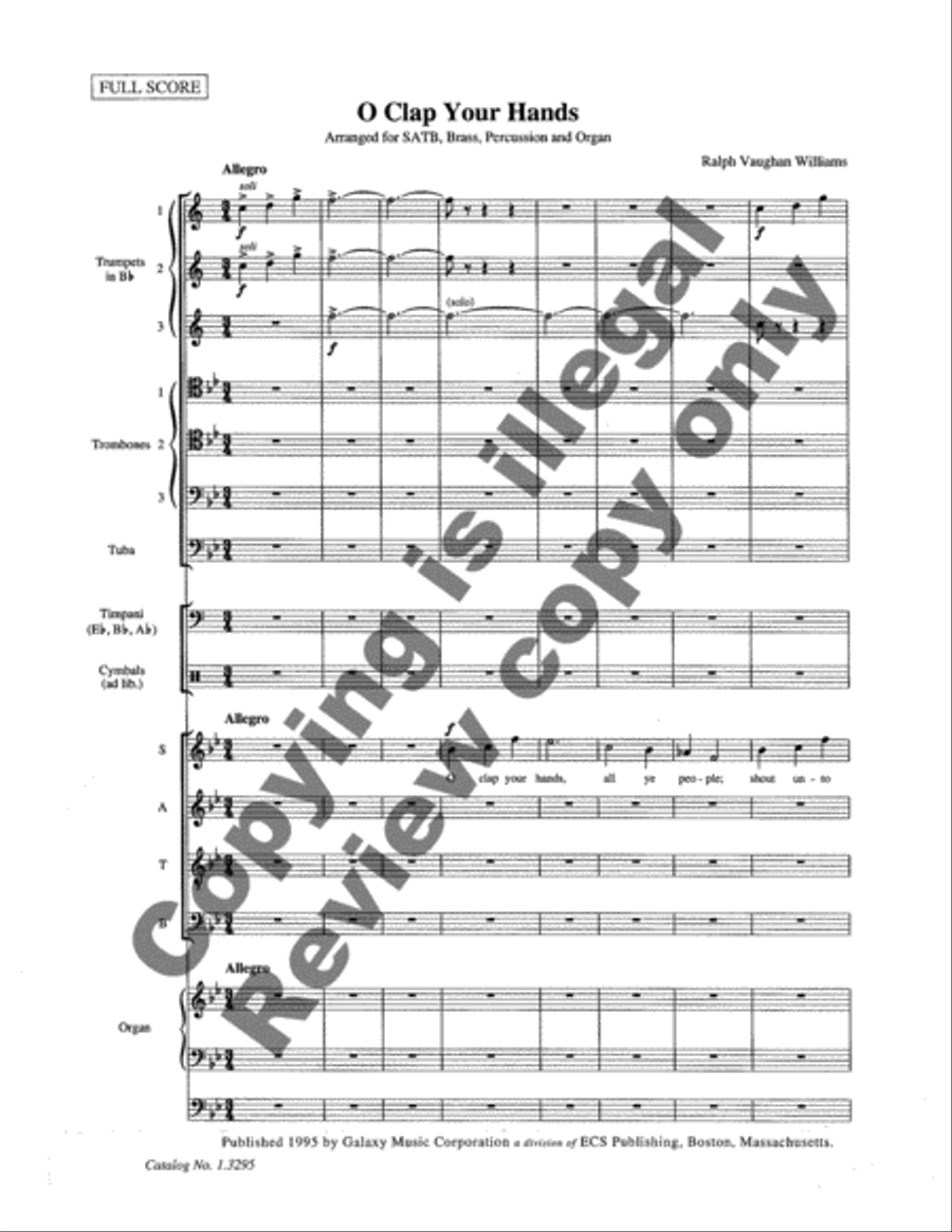 O Clap Your Hands (Brass & Percussion Full Score & Parts) Choir scores gallery preview page 3