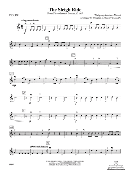The Sleigh Ride (from Three German Dances, K. 605): 1st Violin