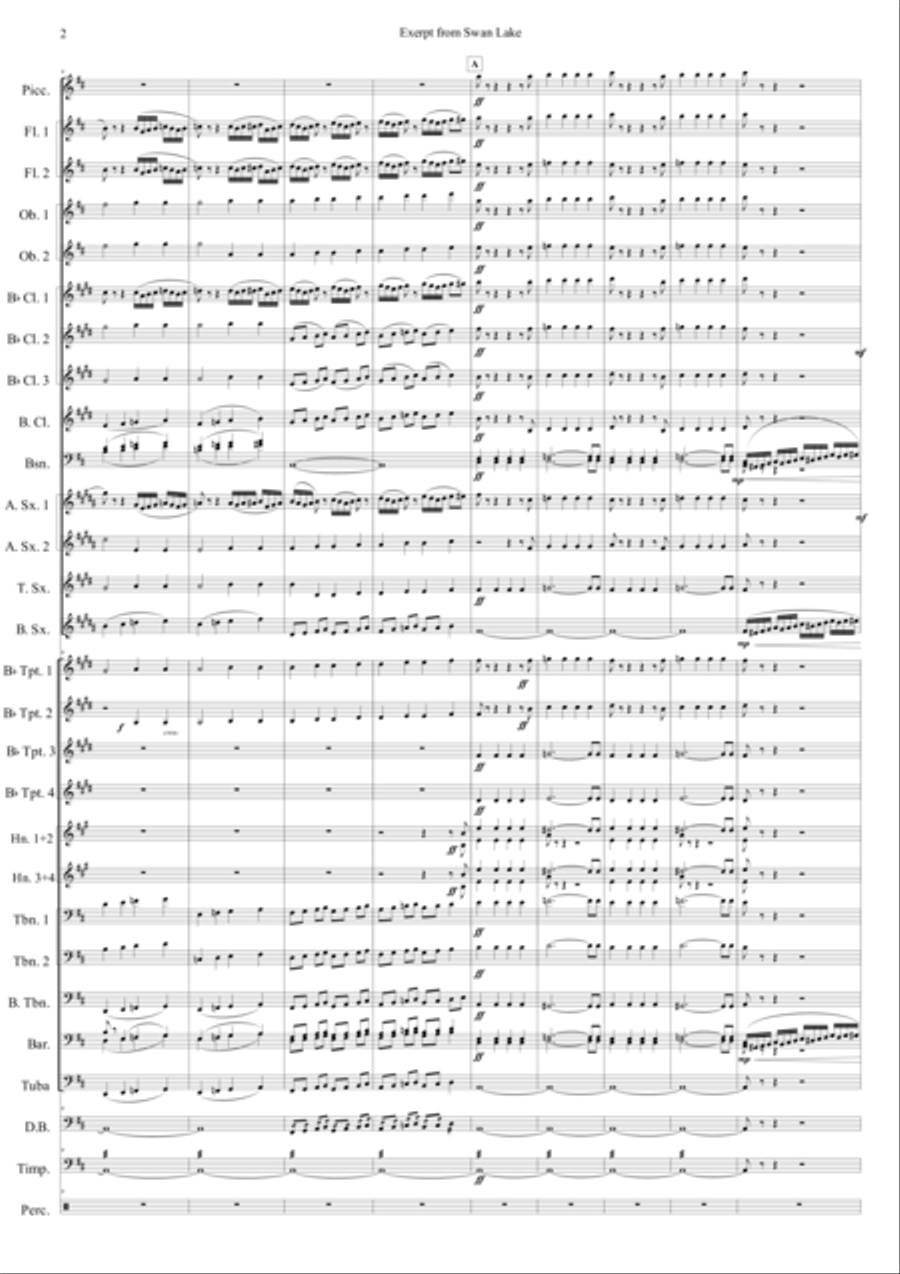 Swan Lake Intro to Act 1 Scene 1 for Concert Band Concert Band scores gallery preview page 3