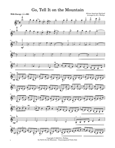 Go, Tell It on the Mountain - Unaccompanied Violin Solo image number null