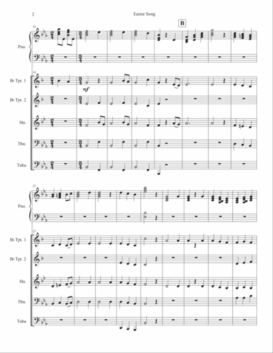 Easter Song Hear The Bells Ringing Brass Ensemble scores gallery preview page 2