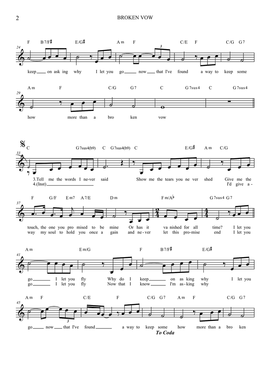 Broken Vow Piano, Vocal scores gallery preview page 2