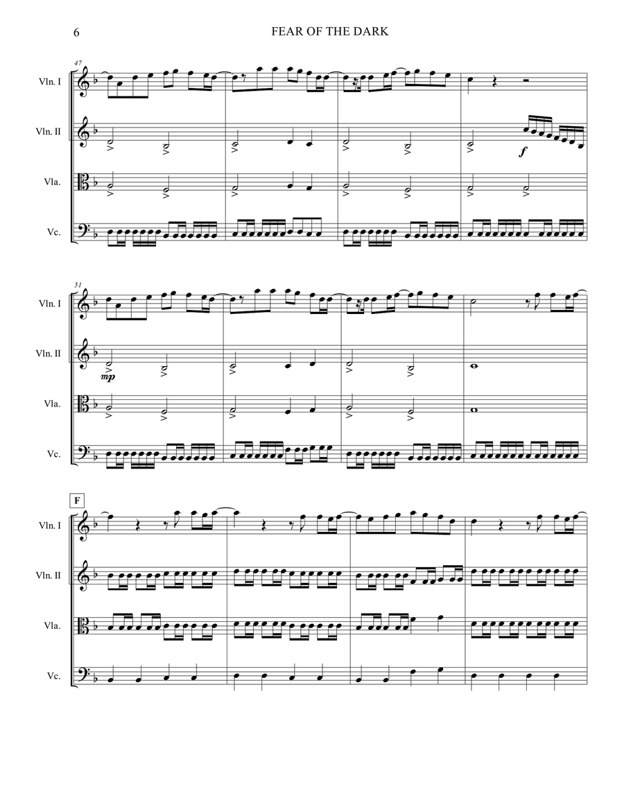Fear Of The Dark String Quartet scores gallery preview page 6