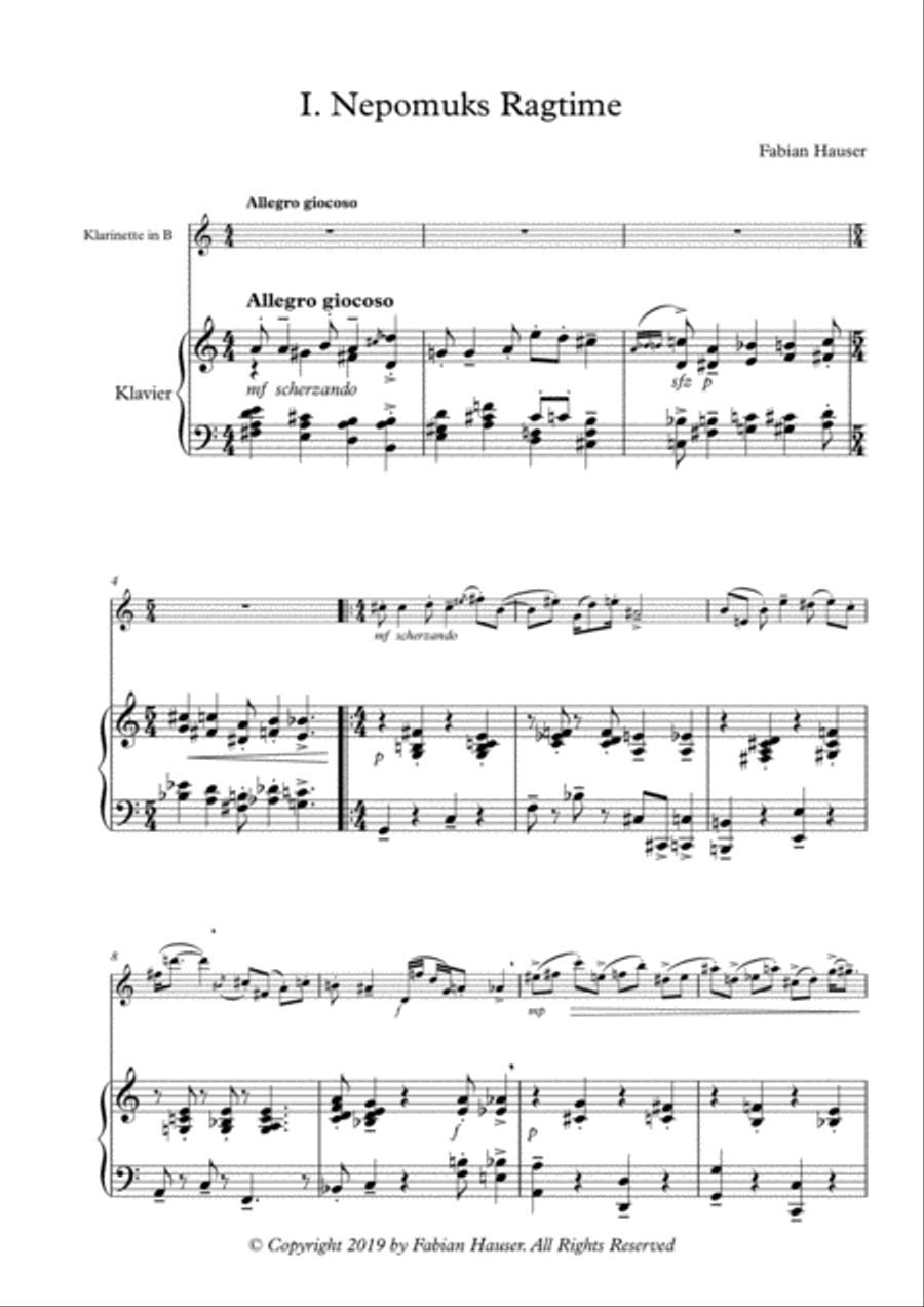 Kleine Suite für Klarinette und Klavier (Little Suite for Clarinet and Piano) Clarinet Solo scores gallery preview page 2