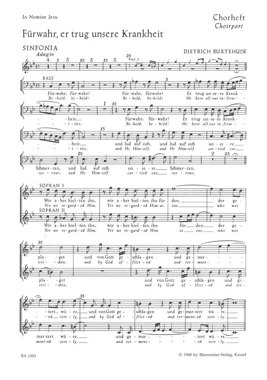 Furwahr, er trug unsere Krankheit BuxWV 31 SSATB scores gallery preview page 1