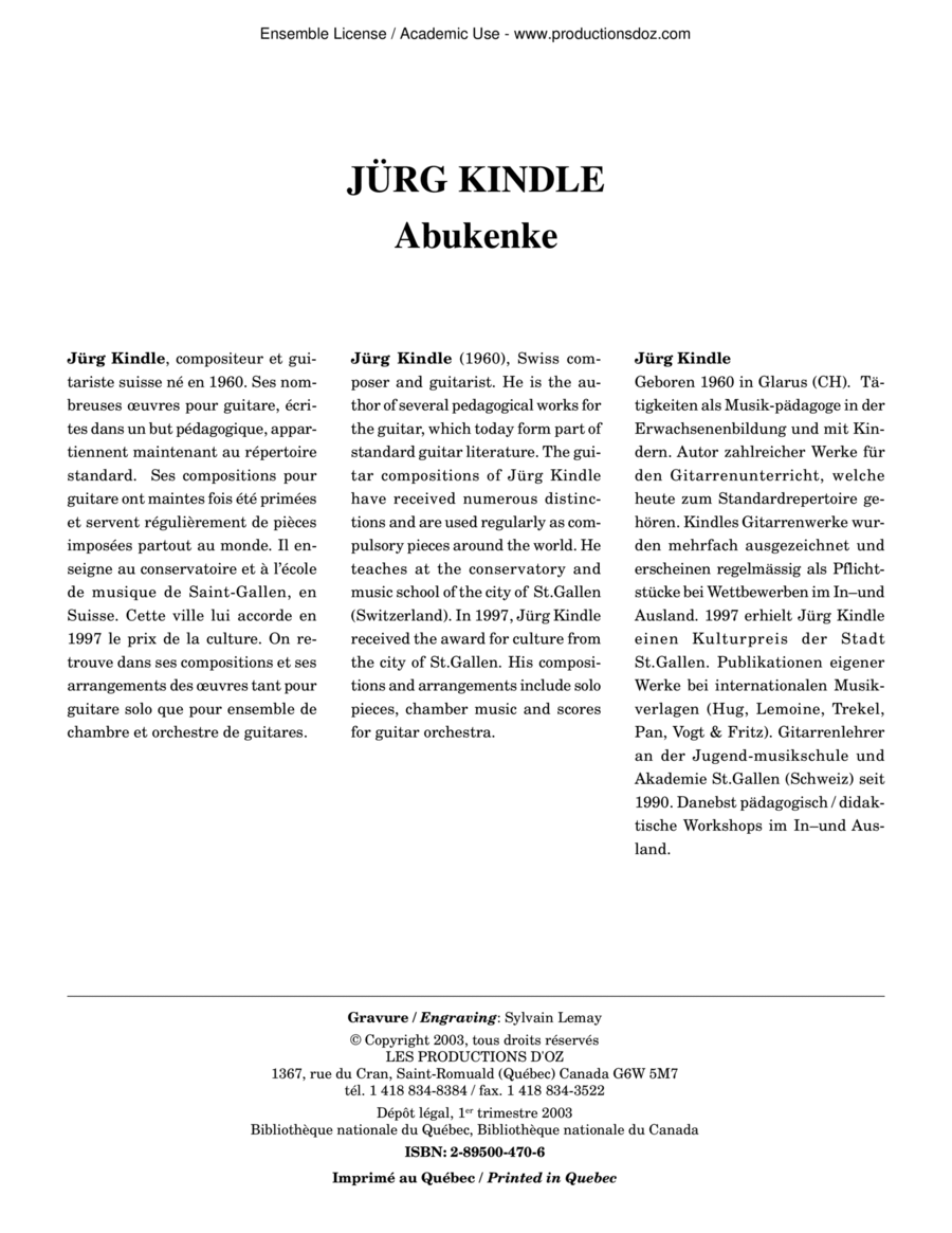 Abukenke Classical Guitar scores gallery preview page 1