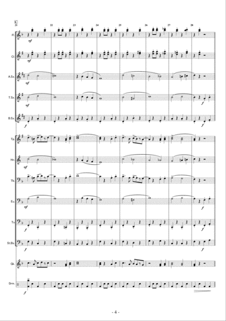 ＜Small Band＞Michael, Row the Boat Ashore Concert Band scores gallery preview page 4