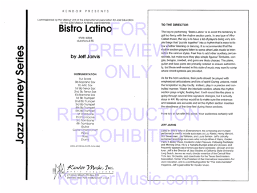 Bistro Latino (Full Score) Jazz Ensemble scores gallery preview page 2