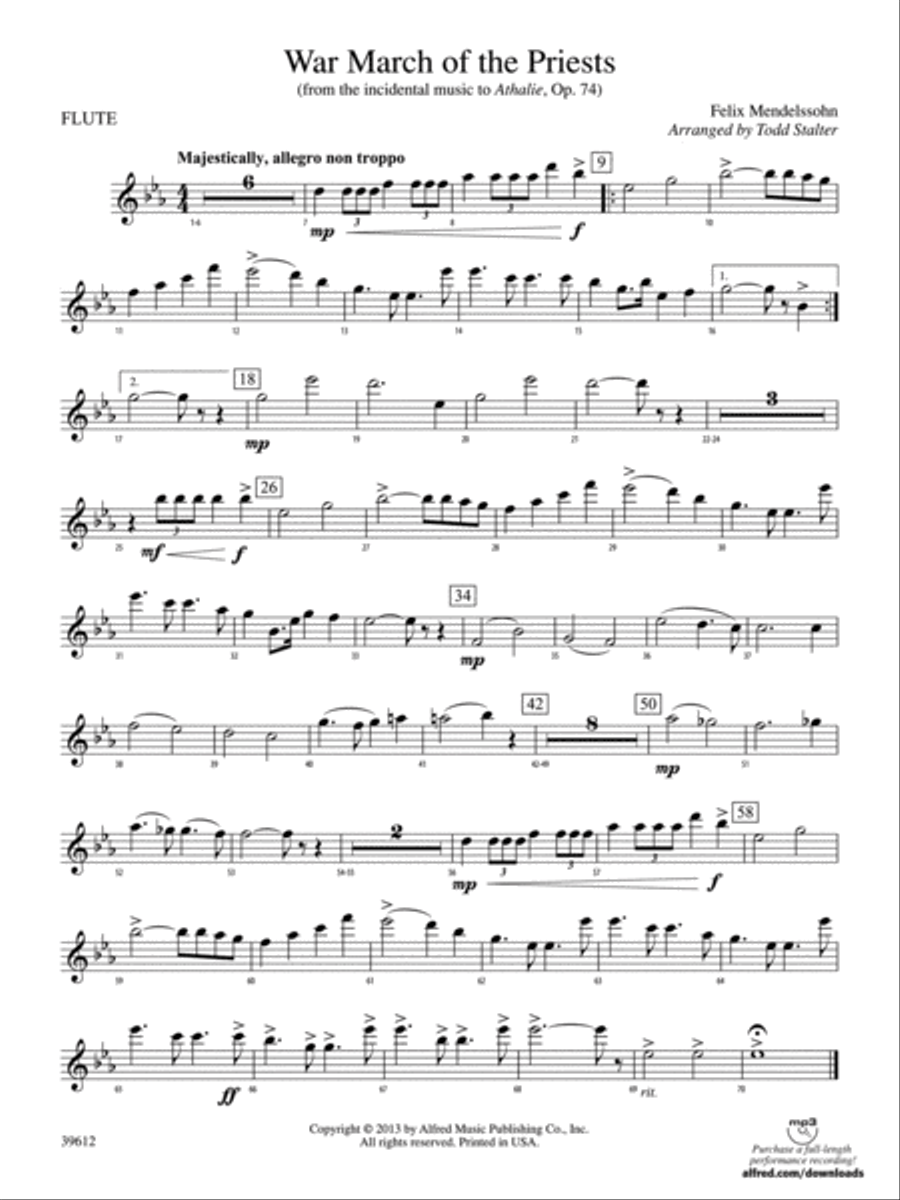 War March of the Priests: Flute Concert Band scores gallery preview page 1
