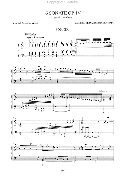6 Sonatas Op. IV (Roma 1727) for Harpsichord