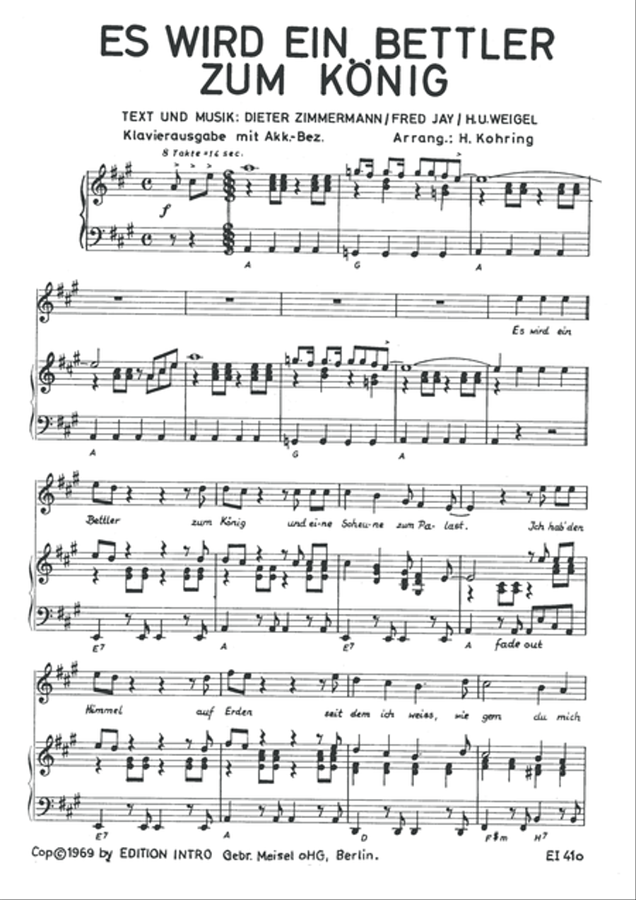 Es wird ein Bettler zum Konig Piano, Vocal scores gallery preview page 3