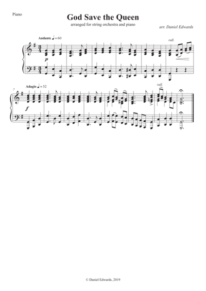 God Save the Queen - arranged for string orchestra and piano image number null