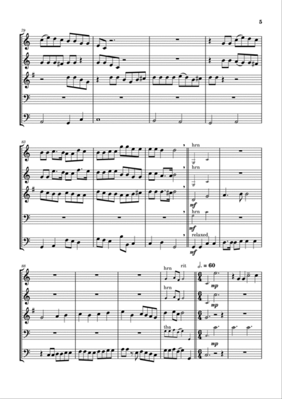 Gaude Plaude Brass Quintet scores gallery preview page 5