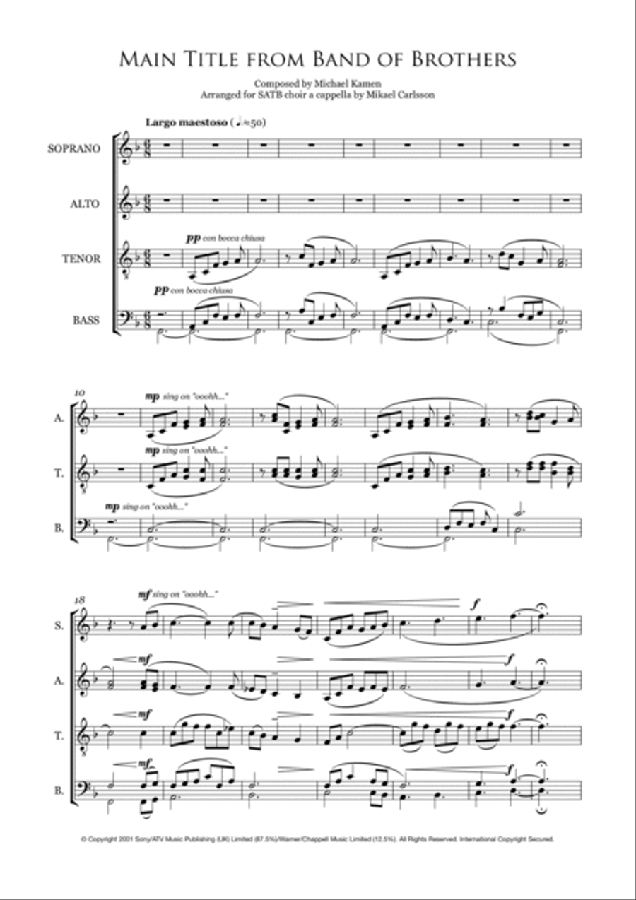 Band Of Brothers - Main Title 4-Part scores gallery preview page 2