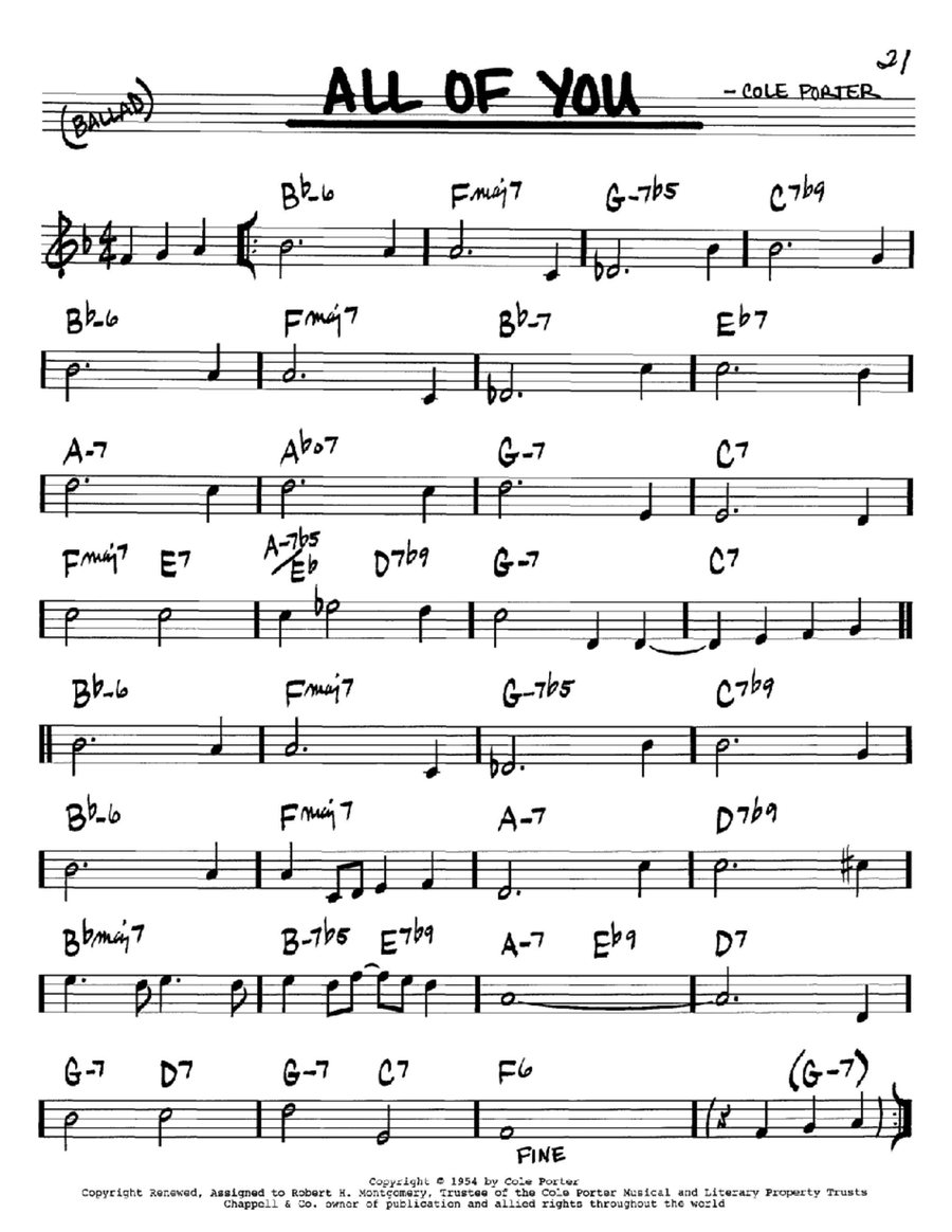 All Of You B-Flat Instrument scores gallery preview page 1