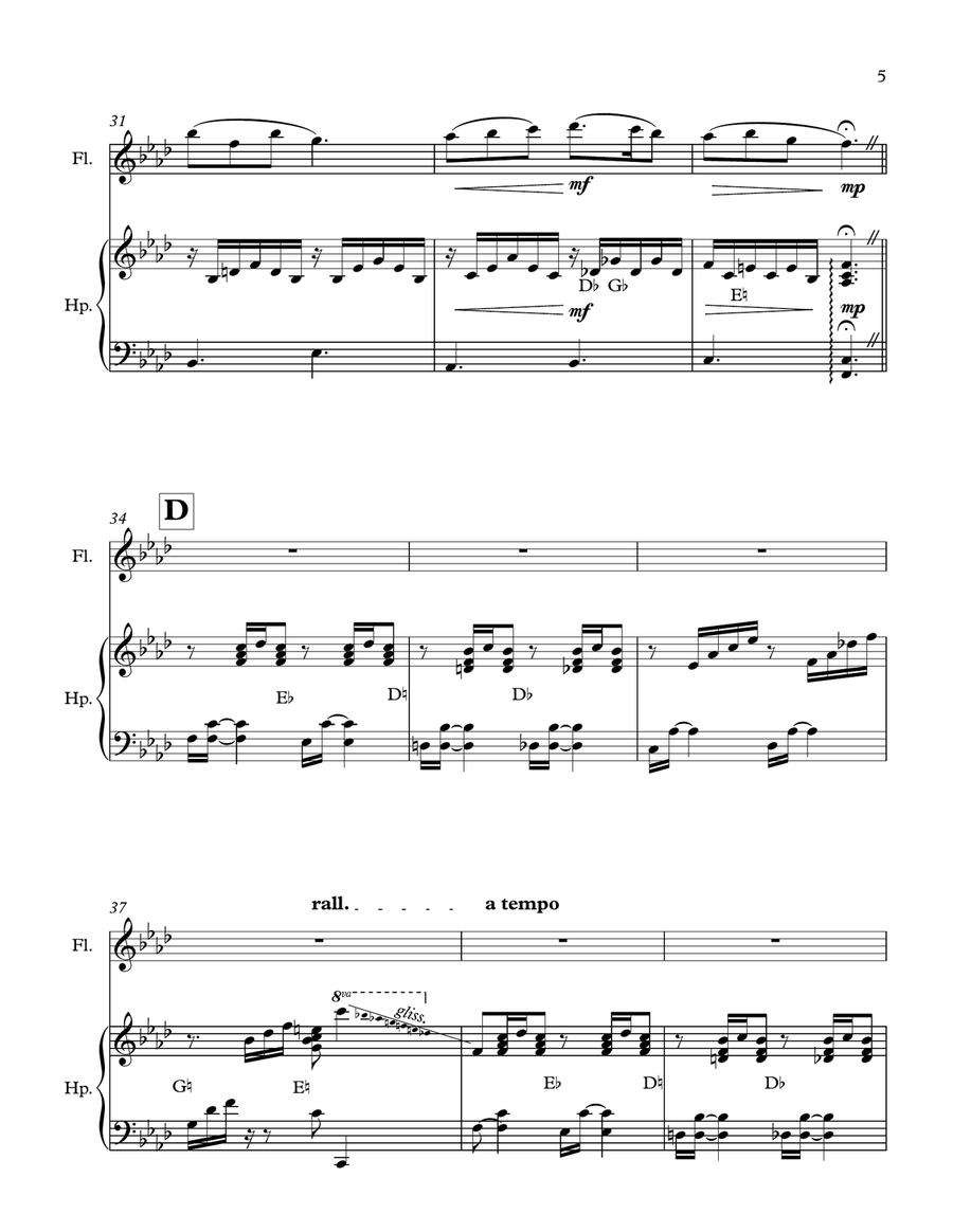 CAVATINA FOR FLUTE AND HARP Flute scores gallery preview page 5