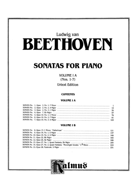 Sonatas (Urtext), Volume 1A