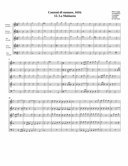 La Mainazza a5 (Canzoni da suonare,1616, no.12) (arrangement for 5 recorders)