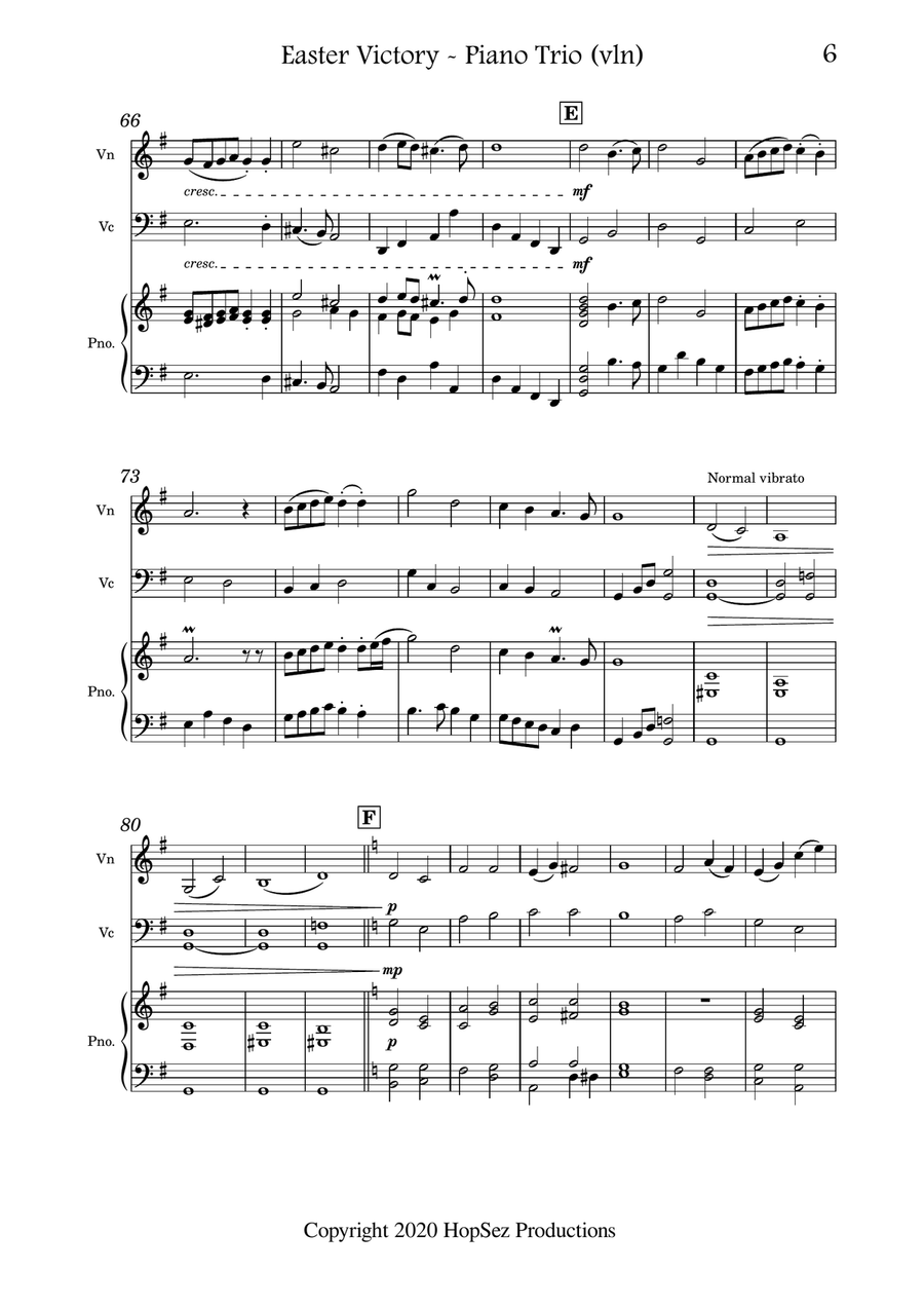 Easter Victory Piano Trio scores gallery preview page 6