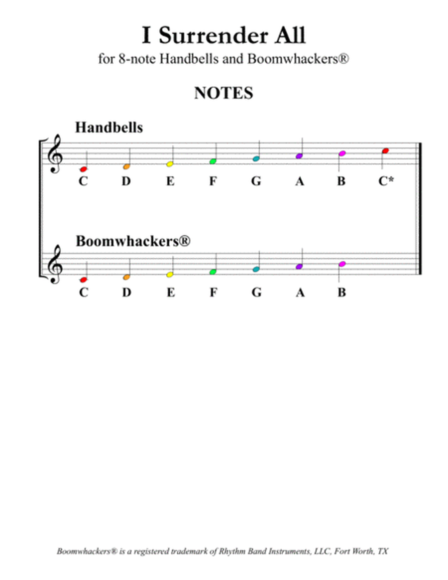 I Surrender All (for 8-note Bells and Boomwhackers® with Color Coded Notes) image number null