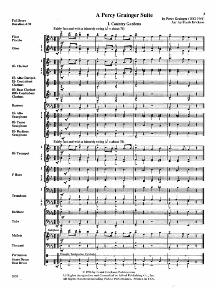 A Percy Grainger Suite: Score Concert Band scores gallery preview page 3