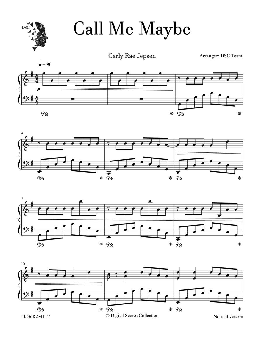 Call Me Maybe Call Me Maybe Piano Solo scores gallery preview page 1