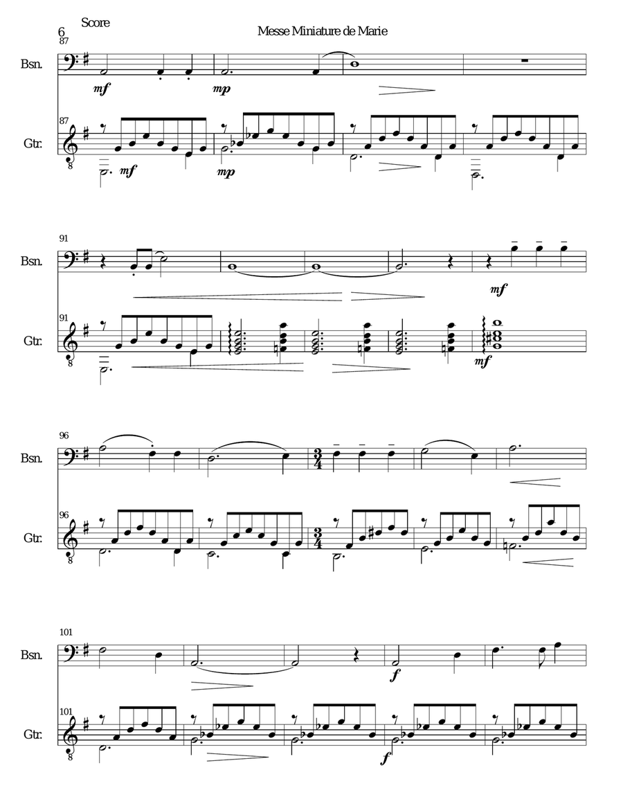 Messe miniature de Marie for bassoon and guitar Bassoon scores gallery preview page 6