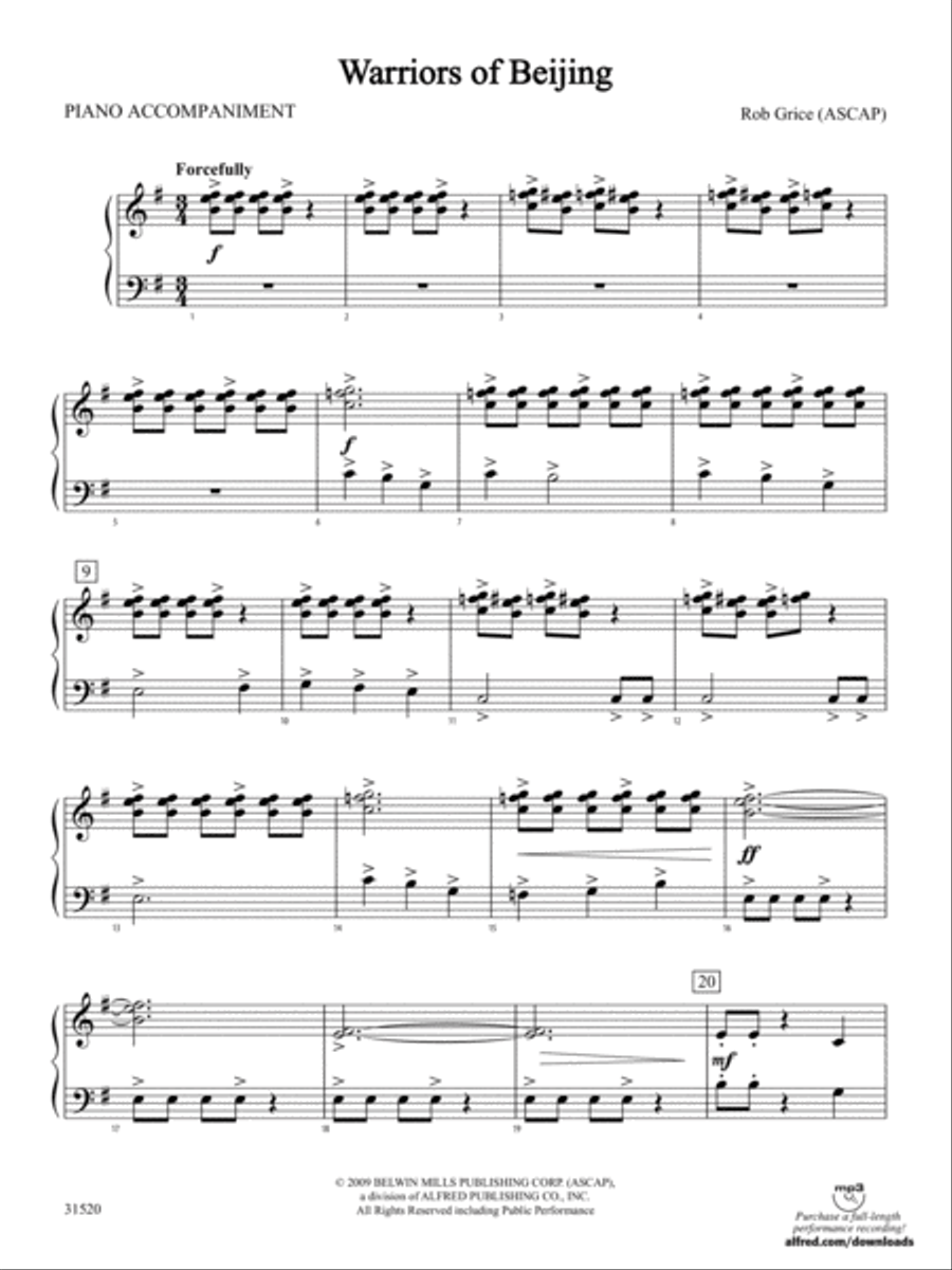 Warriors of Beijing: Piano Accompaniment Orchestra scores gallery preview page 1