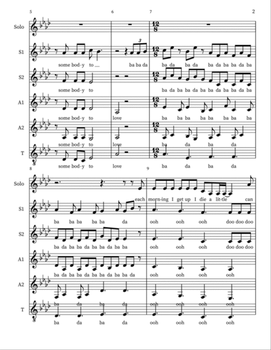 Somebody To Love Somebody To Love A Cappella scores gallery preview page 2