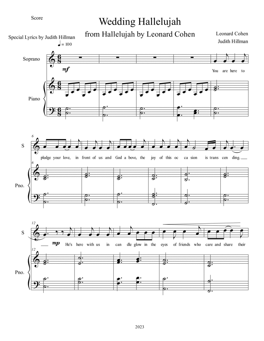 Hallelujah Piano, Vocal, Guitar scores gallery preview page 1