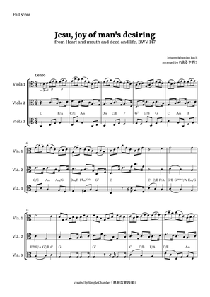 Book cover for Jesu, Joy of Man’s Desiring for Viola Trio by Bach BWV 147