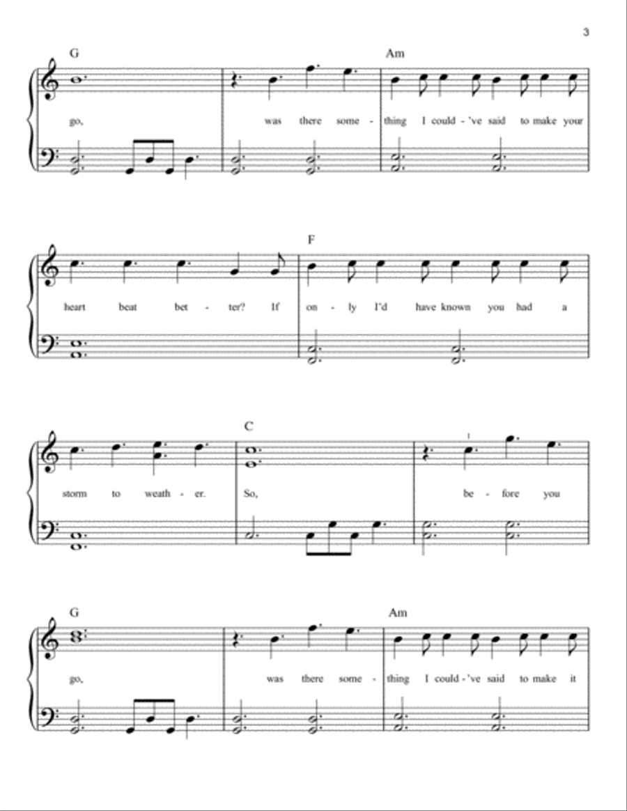 Before You Go Easy Piano scores gallery preview page 3