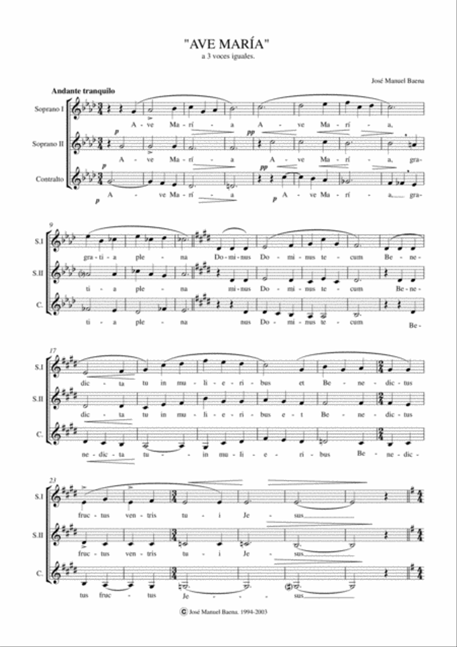 Ave María Ave María SSA scores gallery preview page 1
