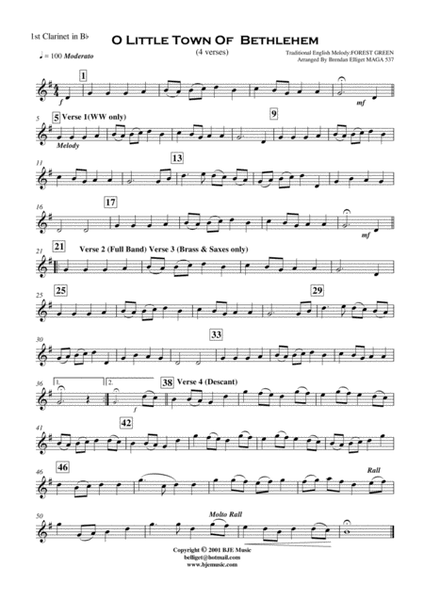 O Little Town Of Bethlehem - Concert Band with Optional Strings Score and Parts PDF image number null