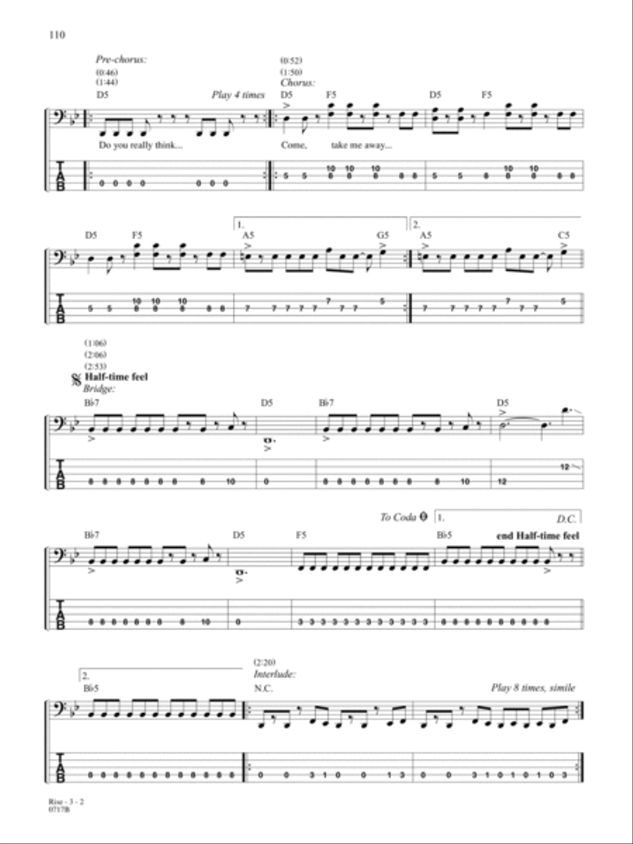 Rise Rise Bass Guitar Tablature scores gallery preview page 2