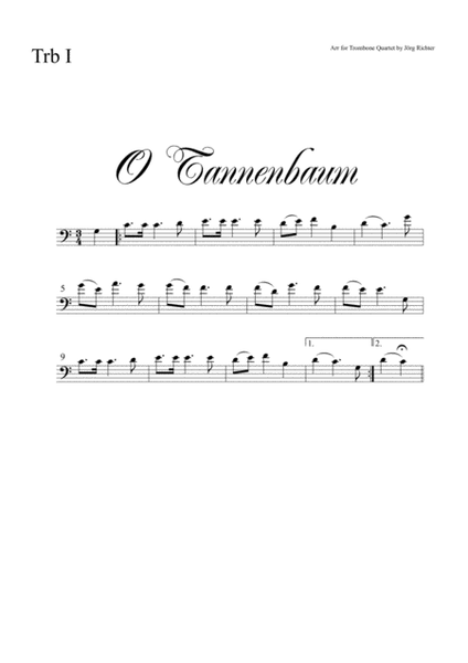 O Christmas Tree (O Tannenbaum) for Trombone Quartet image number null
