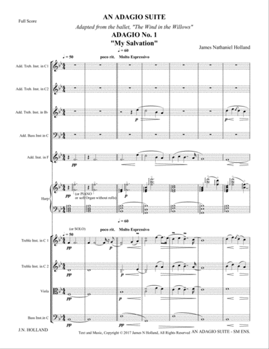 An Adagio Suite, in Three Movements for Small Ensembles, (String Quartet or Various Combinations) Small Ensemble scores gallery preview page 5