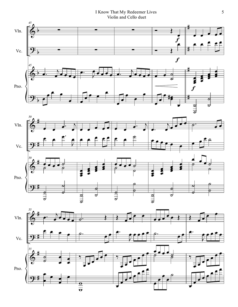 I Know That My Redeemer Lives violin and cello duet String Duet scores gallery preview page 5