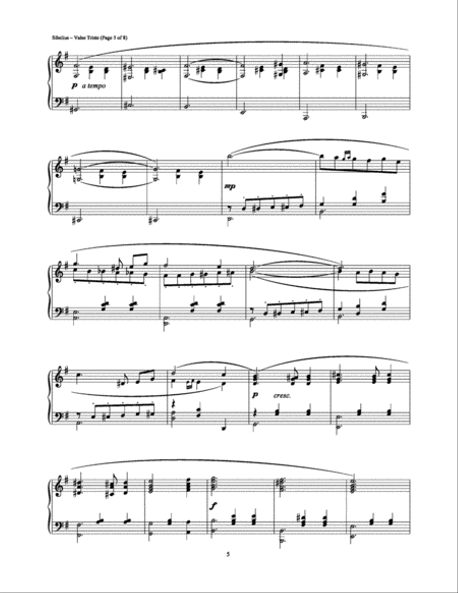 Valse Triste Piano Solo scores gallery preview page 5