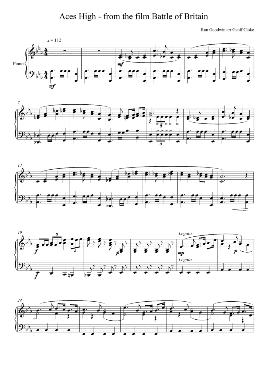 Aces High March Piano Solo scores gallery preview page 1