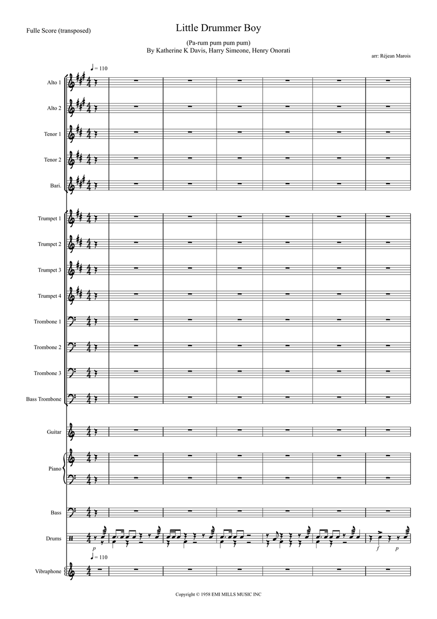 The Little Drummer Boy Jazz Ensemble scores gallery preview page 1