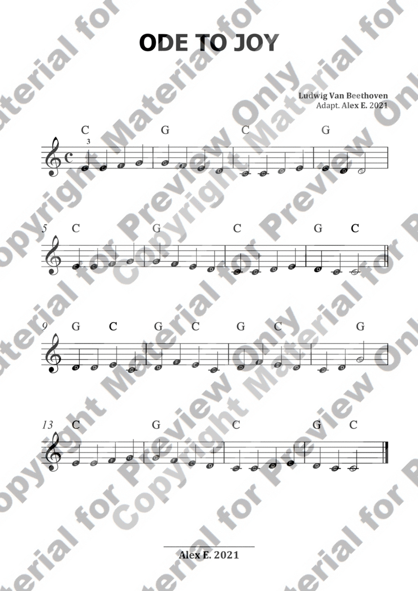 Ode to Joy - Easy Piano Sheet Music with Note Names image number null