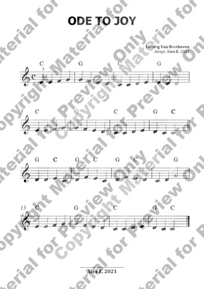 Book cover for Ode to Joy - Easy Piano Sheet Music with Note Names