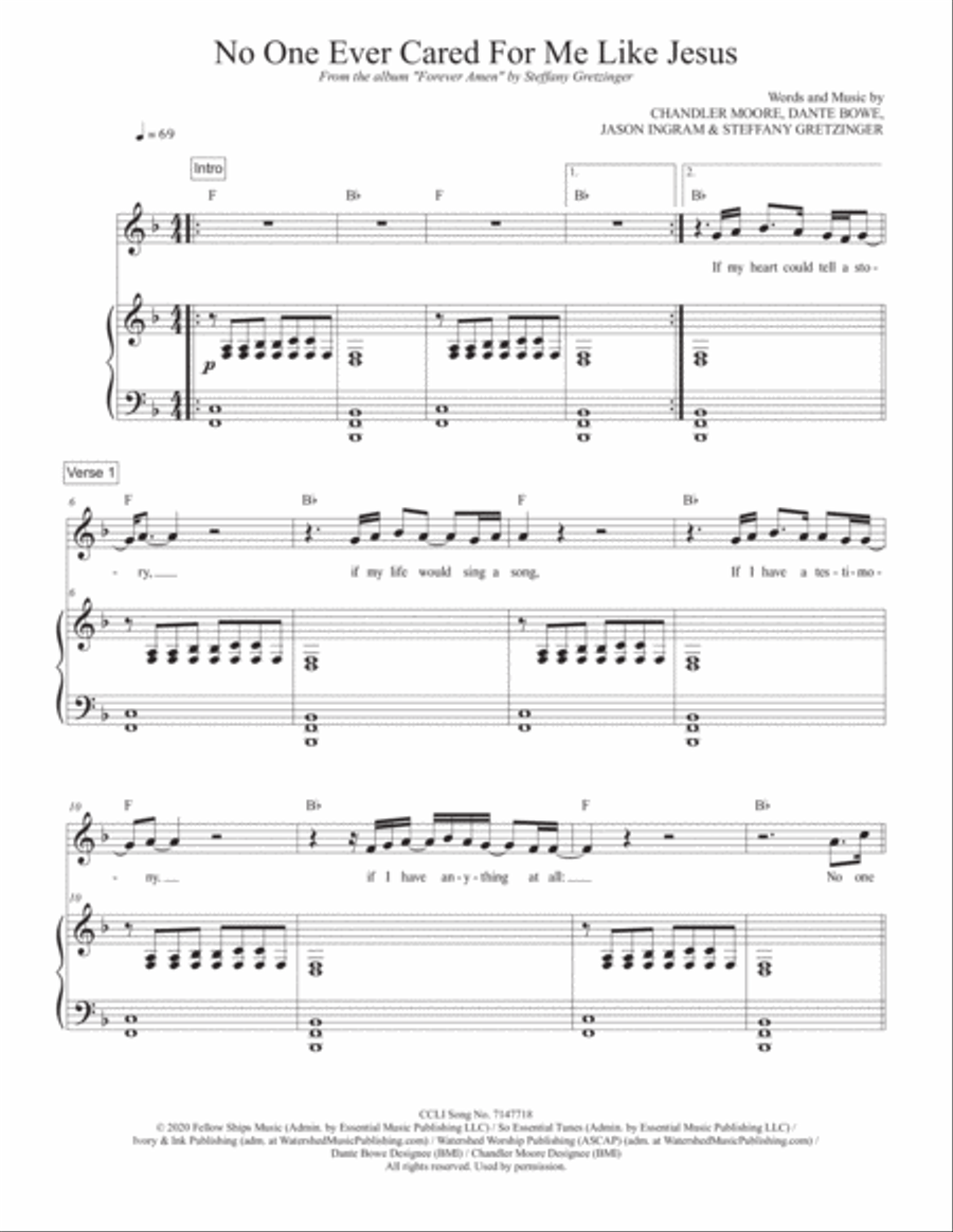 No One Ever Cared For Me Like Jesus Voice scores gallery preview page 1