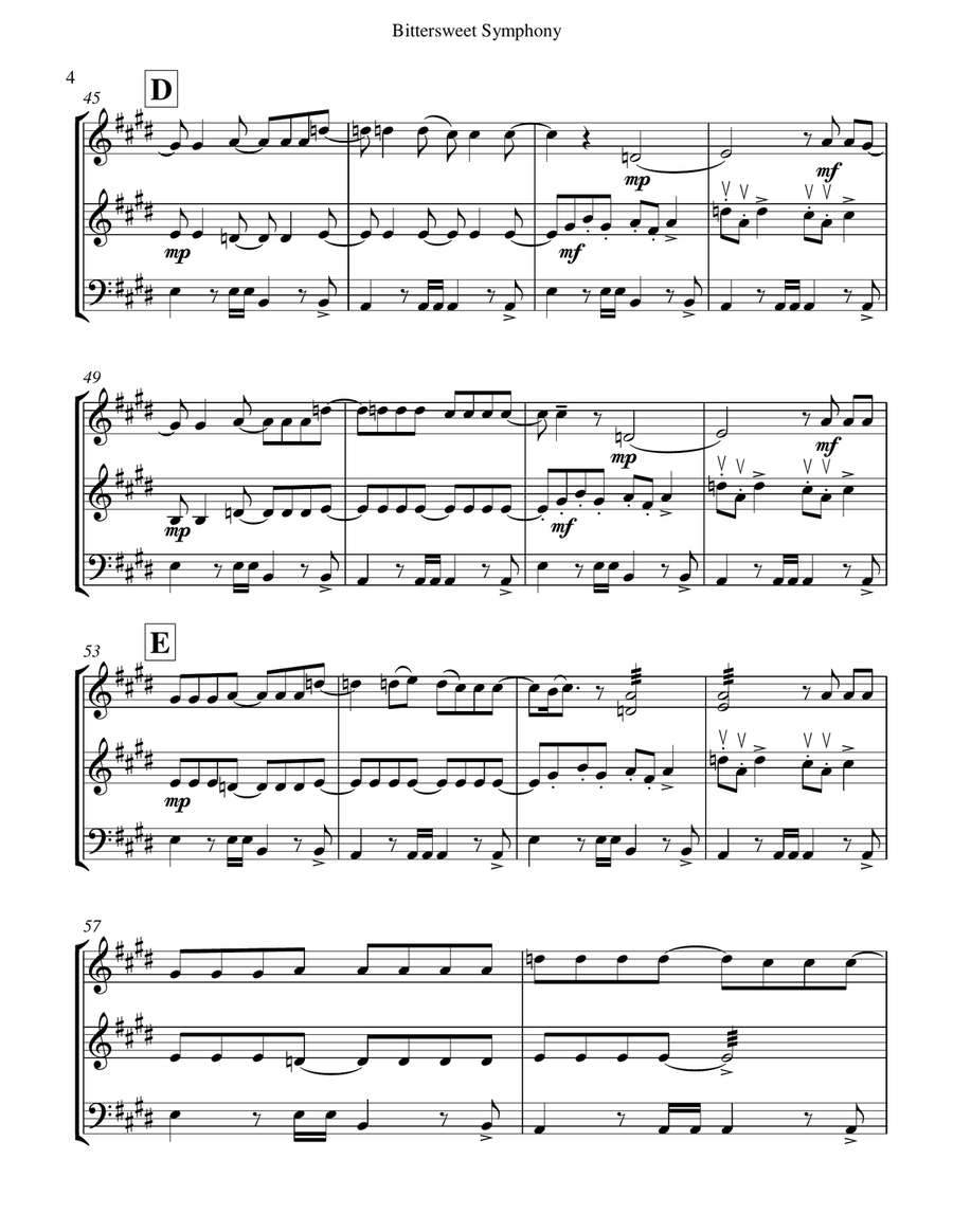 Bittersweet Symphony String Trio scores gallery preview page 5